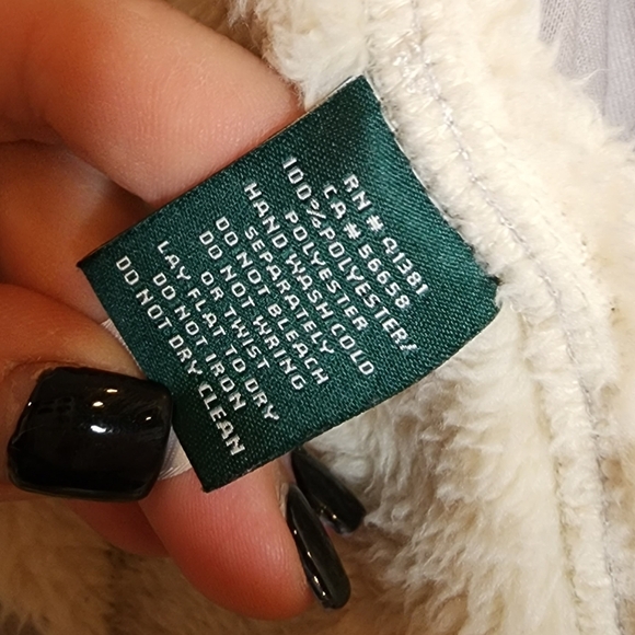 Lauren Ralph Lauren faux suede sherpa open front drape cozy jacket cardigan L - Picture 17 of 17
